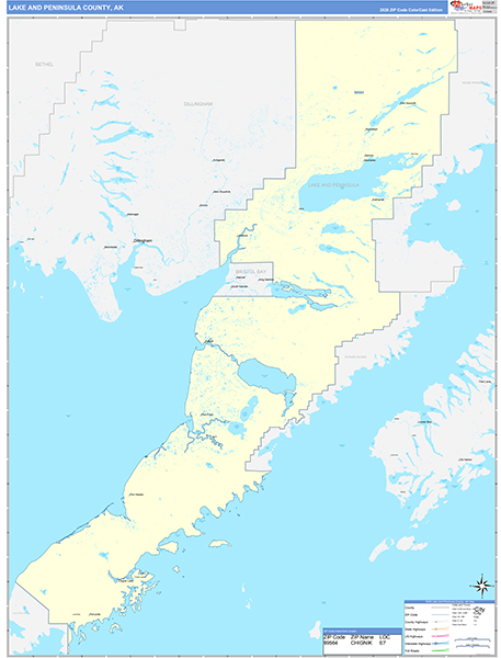 Lake and Peninsula Borough (County), AK Wall Map